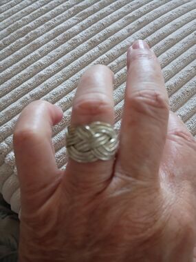 925 Sterling Silver Braided Statement Ring - Silver